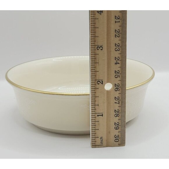 Lenox Moonspun Ivory Porcelain Fruit Cereal Bowl W/ Floral Lace Design Gold Trim - Picture 8 of 8